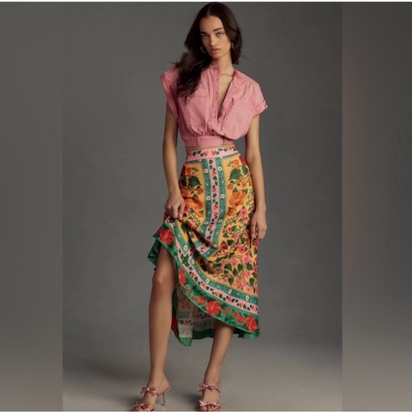 FARM Rio Floral Midi Skirt -L